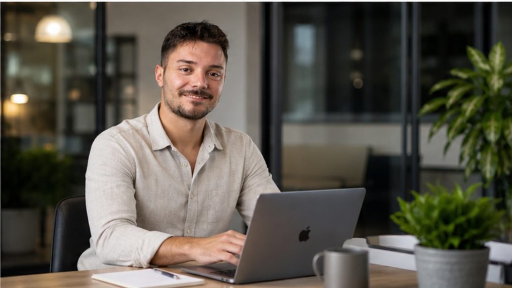 Patrick Jakob am Arbeitsplatz